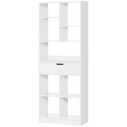 Tall Bookshelf with Drawer - White
