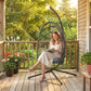Hanging Egg Chair with Stand, Foldable Wicker Rattan Swing Chair with Thick Cushion and Safety Rope, Grey