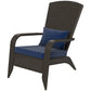 Patio Wicker Adirondack Chair, Outdoor Rattan Muskoka Chair with Cushions for Patio, Garden, Backyard Dark Blue