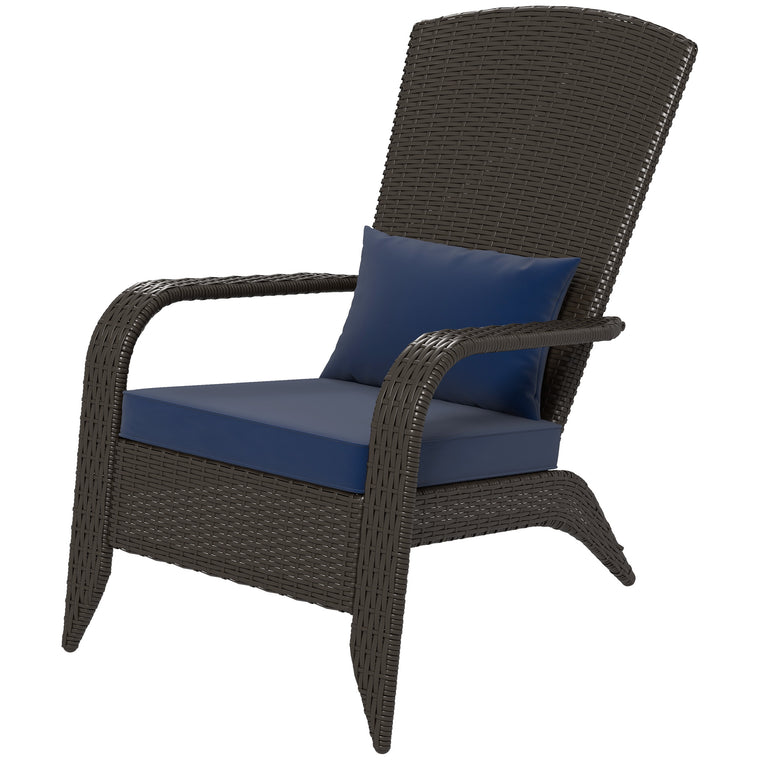 Wicker Rattan Adirondack Chair with Cushions