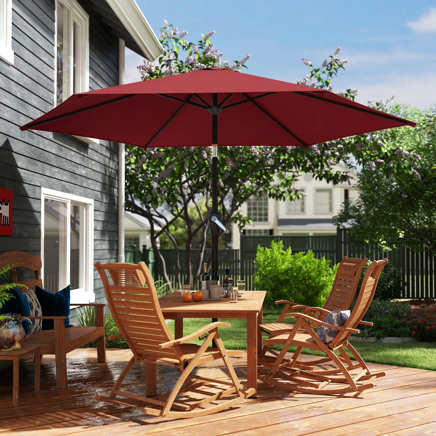 9' Patio Umbrella with 6 Ribs & UV Protection