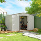 9.1' x 6.4' x 6.3' Garden Storage Shed w/ Foundation Kit Metal Tool Storage House w/ Double Doors Silver