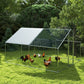 Metal Chicken Coop, 9.8 x 11.2 FT Walk-in Chicken Run with Cover, Lockable Door, Outdoor Poultry Cage for 10-15 Chickens