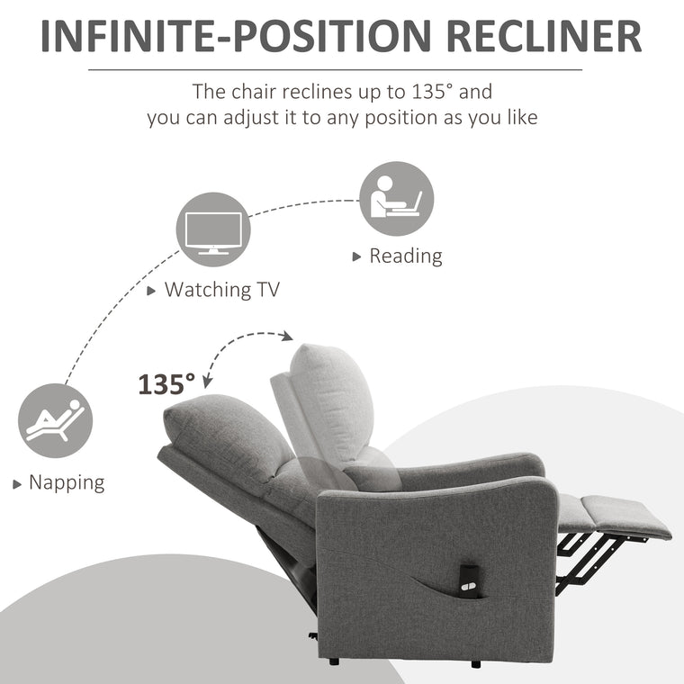 Power Lift Recliner with Remote - Grey
