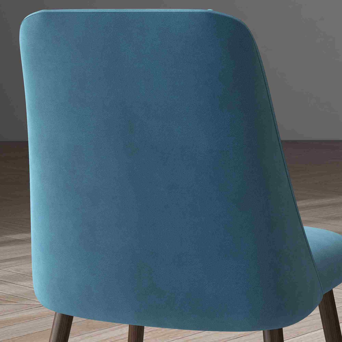 Upholstered Dining Chairs Set of 4, Velvet Accent Chair with Back and Wood-grain Steel Leg for Kitchen, Blue