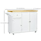 Rolling Kitchen Island with Storage, Utility Kitchen Island Cart with Drawer, Cabinets, Towel Rack and Rubber Wood Top