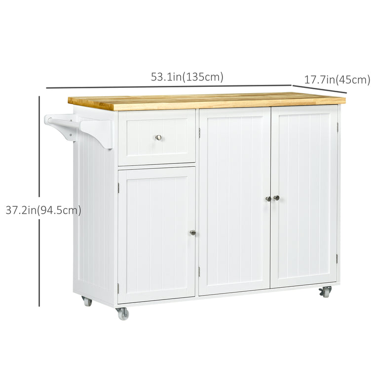 Rolling Kitchen Island with Drawer and Cabinets