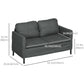 53" 2 Seat Sofa, Upholstered Two Seater Couch with Sturdy Steel Legs for Bedroom, Living Room, Dark Grey