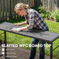 Bar Height Outdoor Table with Built-In Bottle Opener, Patio Bar Table with Wood Grain Plastic Top, 55" x 15" x 39"