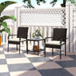 3 Piece Wicker Patio Furniture Set with Stackable Chairs, Washable Cushion, Tempered Glass Top, for Backyard, Brown