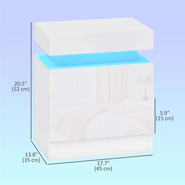 LED Nightstand Set of 2 with 2 Drawers