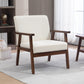 Modern Accent Chairs with Cushioned Seat, Upholstered Linen-Feel Armchair for Bedroom, Living Room, Cream White