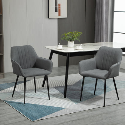 Set of 2 Upholstered Linen Dining Chairs