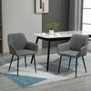 Dining Chairs Set of 2, Linen Upholstery Accent Chair with Back, Armrest, Metal Legs, Dark Grey