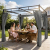 10' x 10' Dark Grey Retractable Pergola with Curtains
