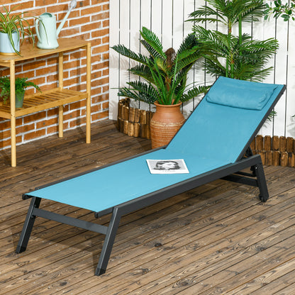 Aluminum Tanning Lounge Chair with Wheels and Headrest