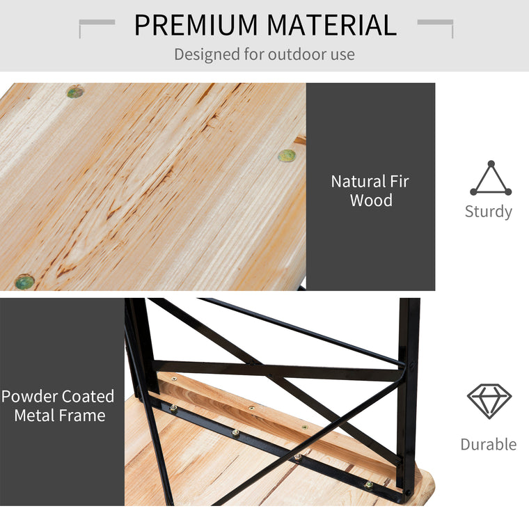 3-Piece Folding Picnic Table Set with Steel Frame