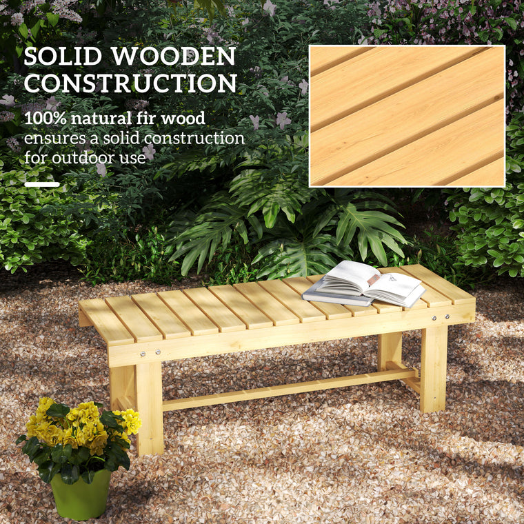 Natural 43" Wood Backless Outdoor Bench