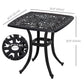 21" Square Outdoor End Table, Cast Aluminum Patio Side Table with Umbrella Hole for Garden, Balcony, Poolside, Black