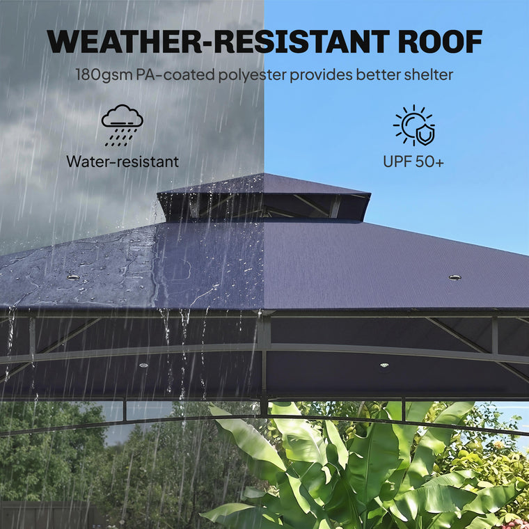 10' x 10' Navy Blue Soft-Top Gazebo with 2-Tier Roof