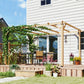 10' x 13' Wooden Pergola, Outdoor Pergola Gazebo Grape Trellis with Triangle Supports, Concrete Anchors, Nature Wood