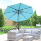 10' x 8' Round Market Umbrella, Patio Umbrella with Crank Handle and Tilt, Outdoor Parasol for Garden, Sky Blue