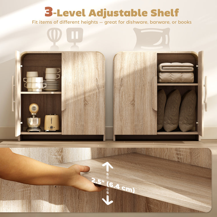 31.5" Sideboard Buffet Cabinet with Soft-Close Door - Natural Wood