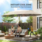 15' Outdoor Patio Umbrella with Twin Canopy Sunshade Steel Table Umbrella w/ Lift Crank, Cross Base, Sandbag, Khaki