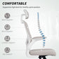 Ergonomic Office Chair, Mesh Desk Chair with Adjustable Headrest, Lumbar Support and Height, Flip-Up Armrests, Grey