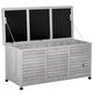 75 Gallon Wooden Storage Box patio Deck Box Bench, Garden Backyard Outdoor Storage Container with Aerating Gap & Weather-Fighting Finish, Grey