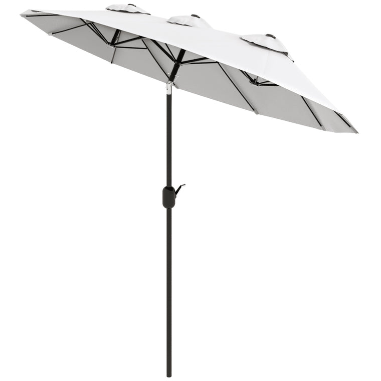 9.7' Cream White Double-Sided Umbrella with Tilt & Crank