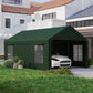 12 x 20ft Carport with 2 Roll-Up Doors, 4 Windows, Portable Garage with Removable Sidewalls for Car, Truck, Dark Green