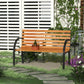 48"L Garden Bench Outdoor Patio 2-Person Wooden Seat Chair Park Loveseat Yard Furniture w/ Steel Frame