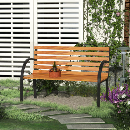 48" Wooden Garden Bench with Steel Frame