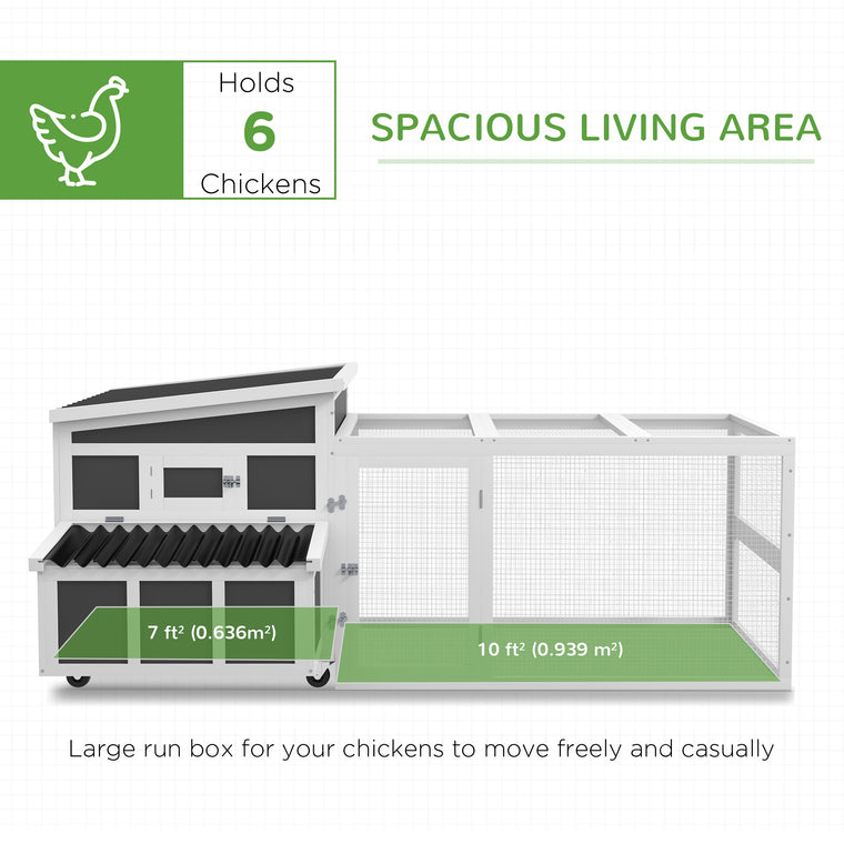 Dark Grey Wooden Chicken Coop with Large Run & Nesting Box