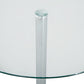 Round Dining Table, Modern Pub Table with Tempered Glass Top, Galvanized Metal Base, Small Dining Table, Silver