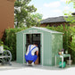 7' x 4' x 6' Garden Storage Shed Outdoor Patio Metal Tool Storage House w/ Foundation Kit and Double Doors Light Green
