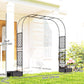 Garden Arch Outdoor Trellis Arbor with 2 Planter Boxes, 109.4" x 15.7" x 86.6", Black