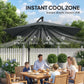 9.7 ft Offset Patio Umbrella with Water/Sand Fillable Weights, Garden Hanging Parasol with Locking Latch, Dark Grey