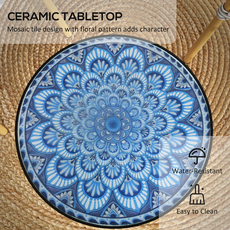 Round Bistro Coffee Table with Mosaic Top