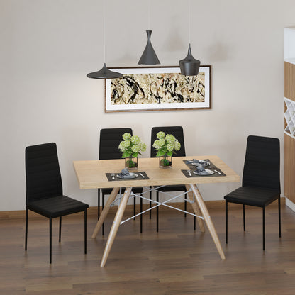 Set of 4 High-Back PU Leather Dining Chairs