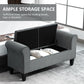 Button Tufted Storage Ottoman Bench, End of Bed Bench with Rolled Arms, Storage Chest for Living Room, Entryway, Grey