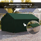 12 x 20ft Carport with 2 Roll-Up Doors, 4 Windows, Portable Garage with Removable Sidewalls for Car, Truck, Dark Green