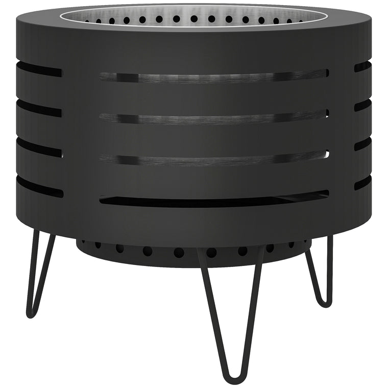 Black Round Wood-Burning Fire Pit with Ash Tray