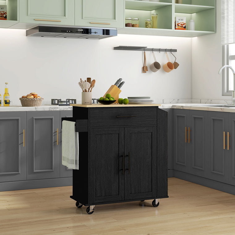 Rolling Kitchen Island with Power Outlets and Drawer