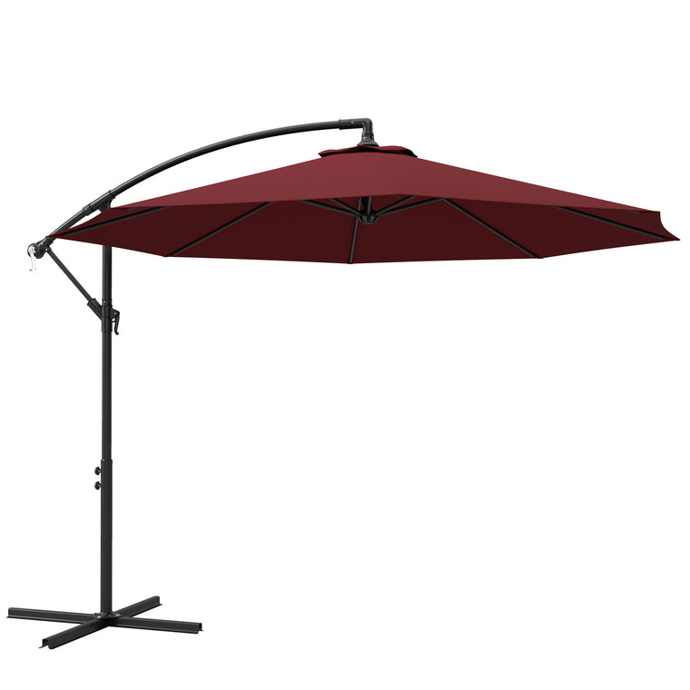 9.7ft Wine Red Banana Cantilever Umbrella with Crank