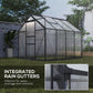 Greenhouse Garden, Green House, Outdoor Greenhouse Kit, PC Board with Sliding Door, 6.2' x 8.3' x 6.6', Grey