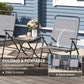 Folding Bistro Set, Small Patio Set with Back Adjustable Chairs and Glass Top Table for Garden, Balcony, Porch, Grey