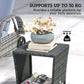 17.7" Wicker Side Table with Storage Shelf, Square PE Rattan Outdoor End Table with PS Wood Slat Top, Grey