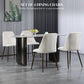 Upholstered Dining Chairs Set of 4, Velvet Accent Chair with Back and Wood-grain Steel Leg for Kitchen, Cream White